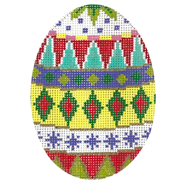 Diamond Bands, Pastels, 4" Egg Painted Canvas Susan Roberts Needlepoint Designs Inc.  - 1