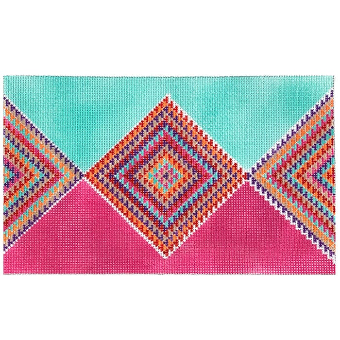 Diamond Clutch Painted Canvas Stitch Rock Designs  - 1