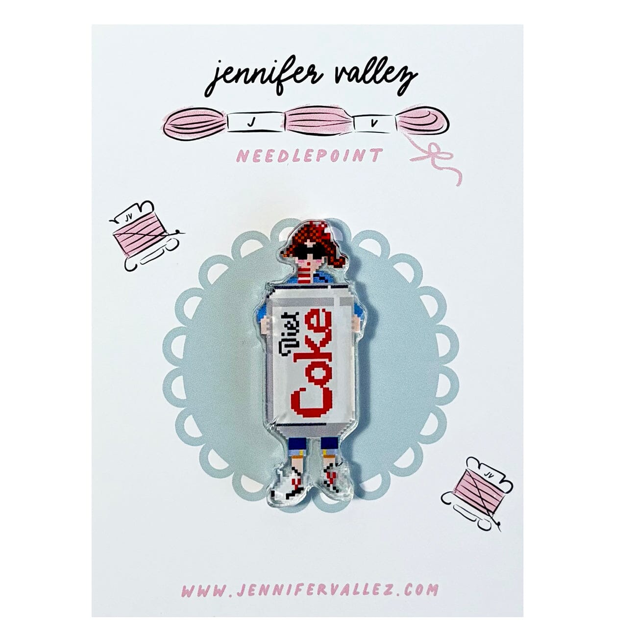 Diet Coke Girl Acrylic Needle Minder Accessories Jennifer Vallez Needlepoint  - 1