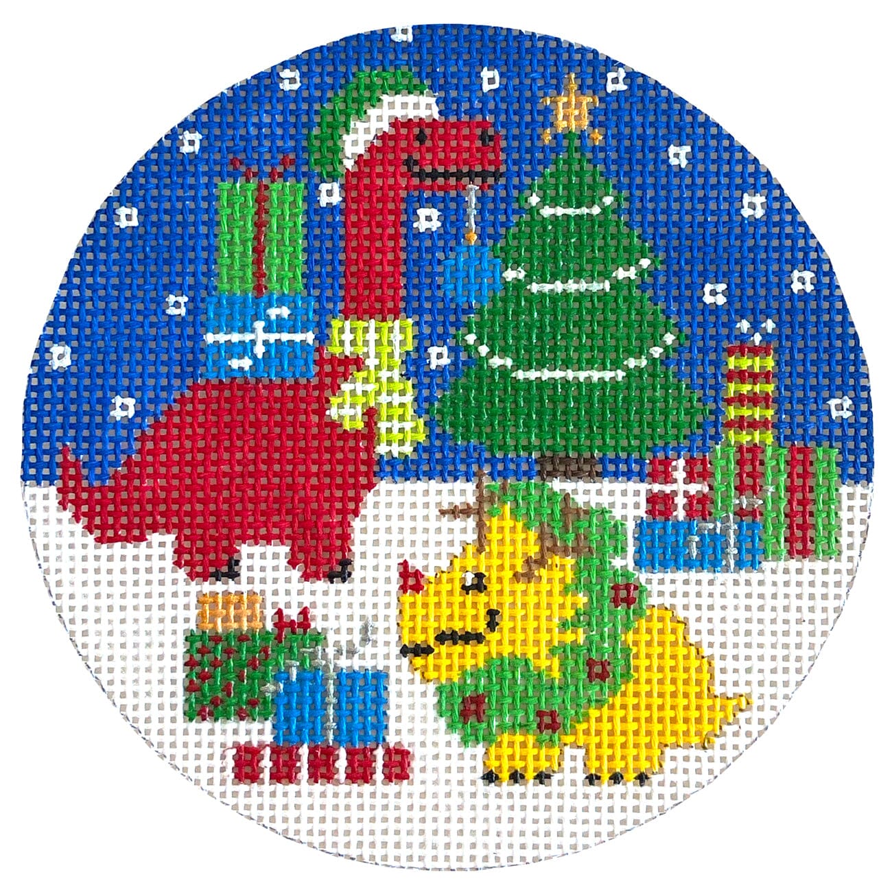 Dino Friends Round Painted Canvas The Meredith Collection  - 1