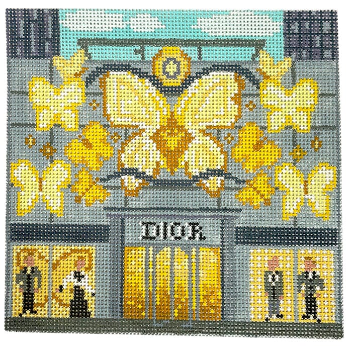 Dior Store Front Painted Canvas The Gingham Stitchery  - 1