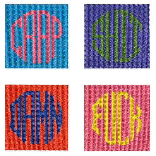 Dirty Coasters - Rainbow Pop Art Painted Canvas Wipstitch Needleworks 