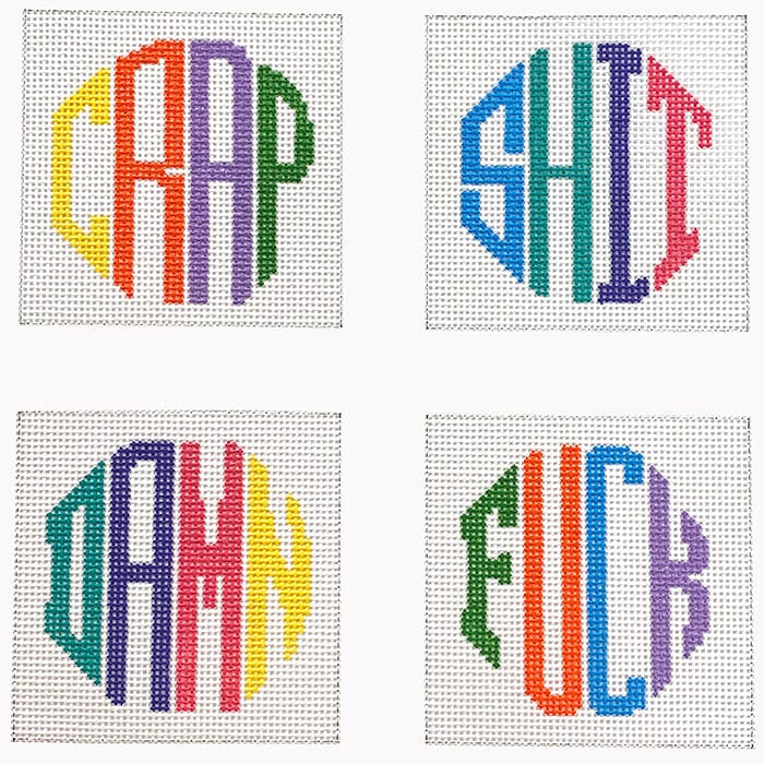 Dirty Coasters Set - Multi Color Painted Canvas Wipstitch Needleworks 