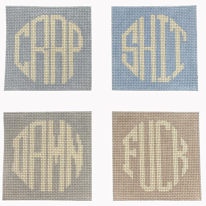 Dirty Coasters Set - Soft Neutrals Painted Canvas Wipstitch Needleworks 