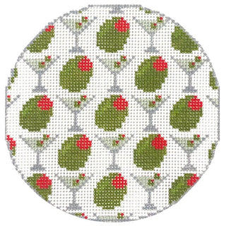 Dirty Martini Round Coaster Painted Canvas Mopsey Designs 
