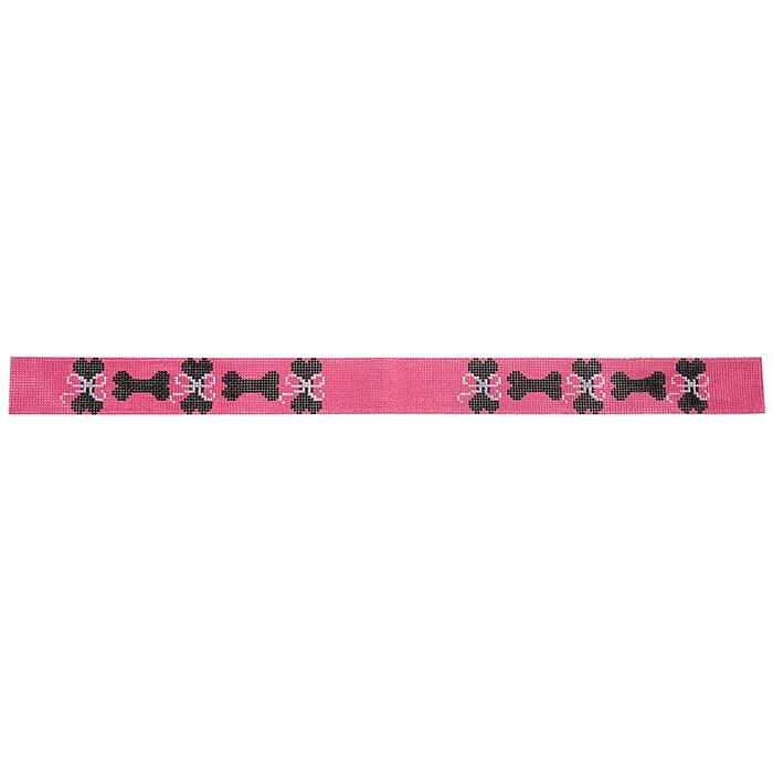 Dog Bones on Pink Dog Collar Painted Canvas The Meredith Collection 