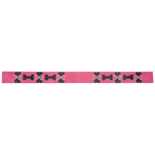 Dog Bones on Pink Dog Collar Painted Canvas The Meredith Collection 