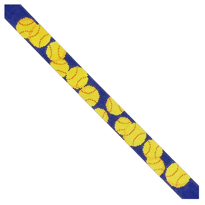 Dog Collar: Tennis Balls on Blue - Design End to End Painted Canvas Elm Tree Needlepoint 