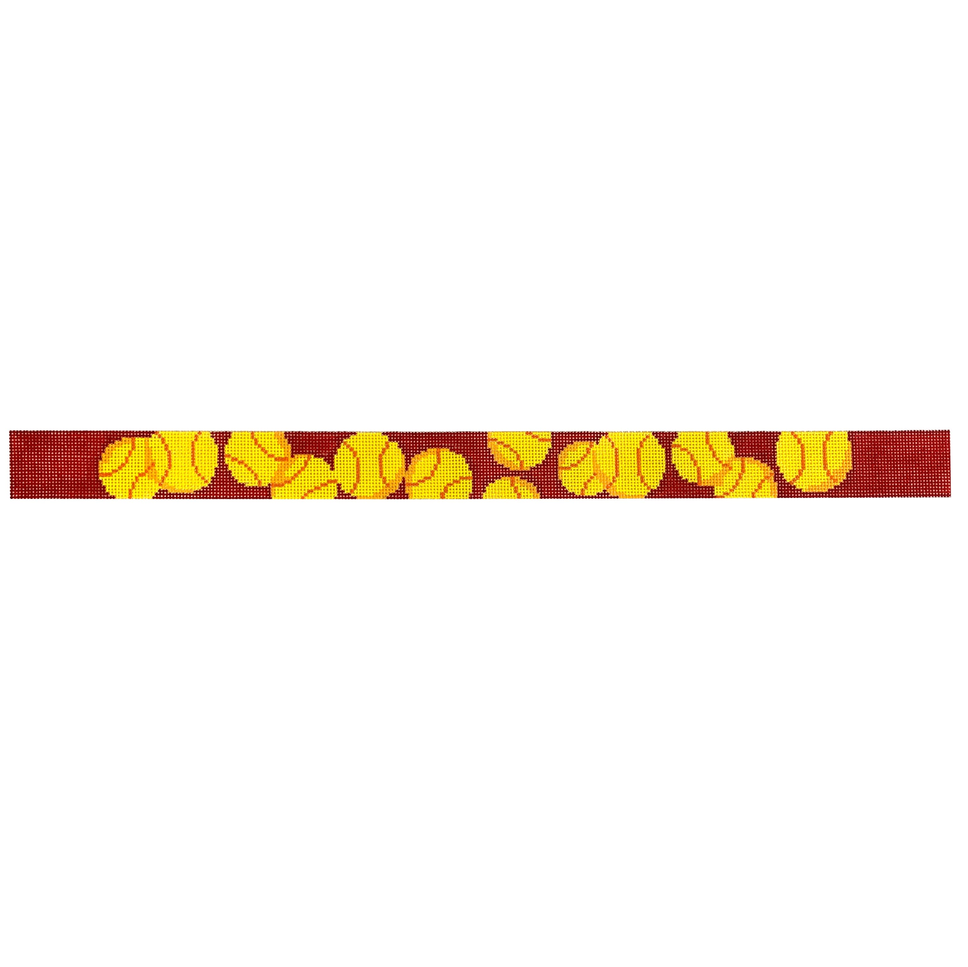 Dog Collar   Tennis Balls on Red End to End Painted Canvas Elm Tree Needlepoint 
