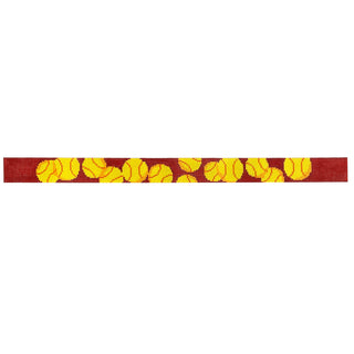 Dog Collar   Tennis Balls on Red End to End Painted Canvas Elm Tree Needlepoint 
