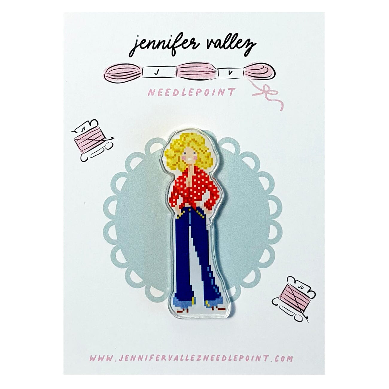 Dolly Acrylic Needle Minder Accessories Jennifer Vallez Needlepoint  - 1