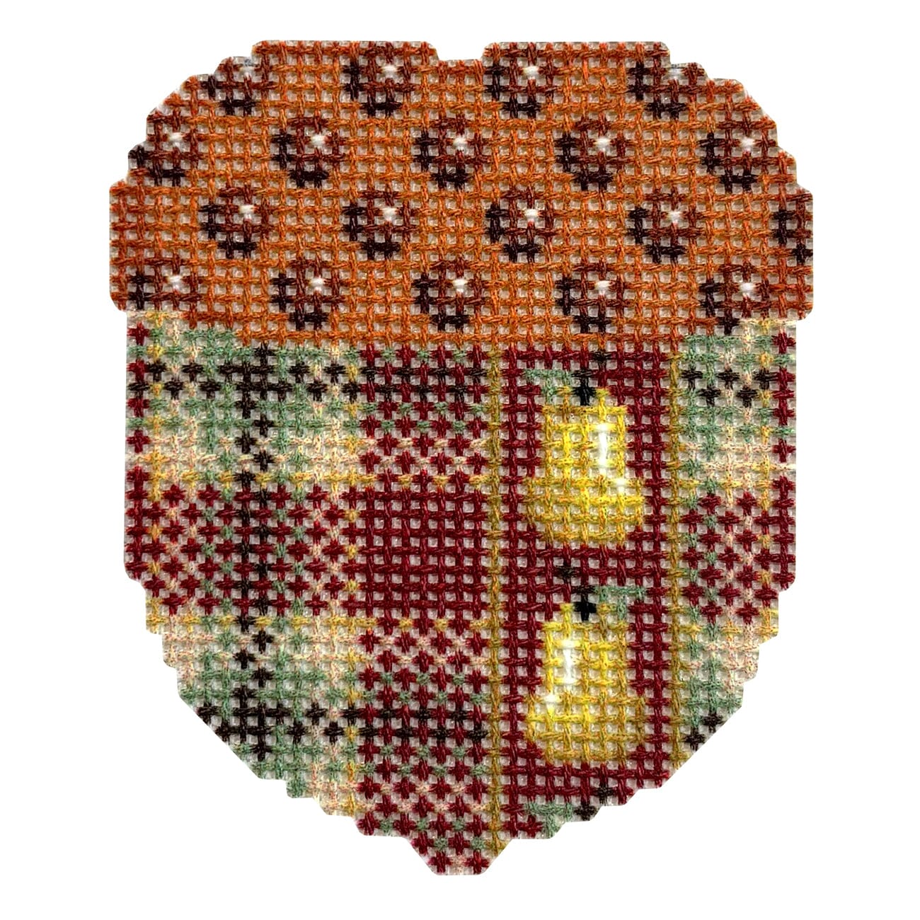 Dot Cap/Plaid/Pears Mini Acorn Printed Canvas Two Sisters Needlepoint  - 1