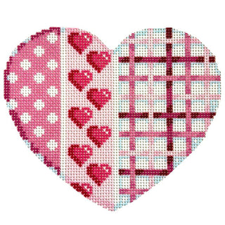 Dot/Heart/Woven Large Heart Printed Canvas Two Sisters Needlepoint 
