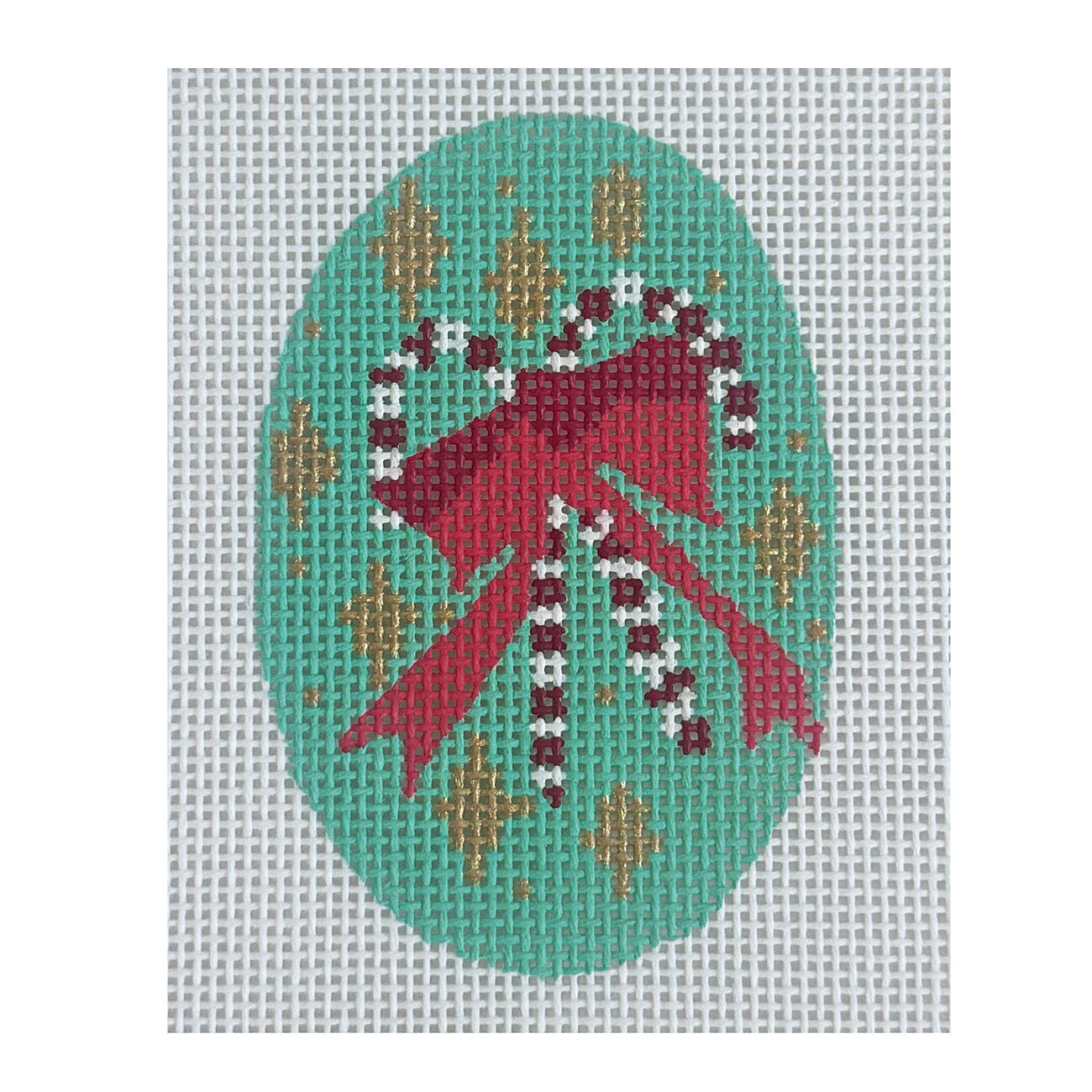 Double Candy Cane Mini Oval Painted Canvas Atlantic Blue Canvas  - 1