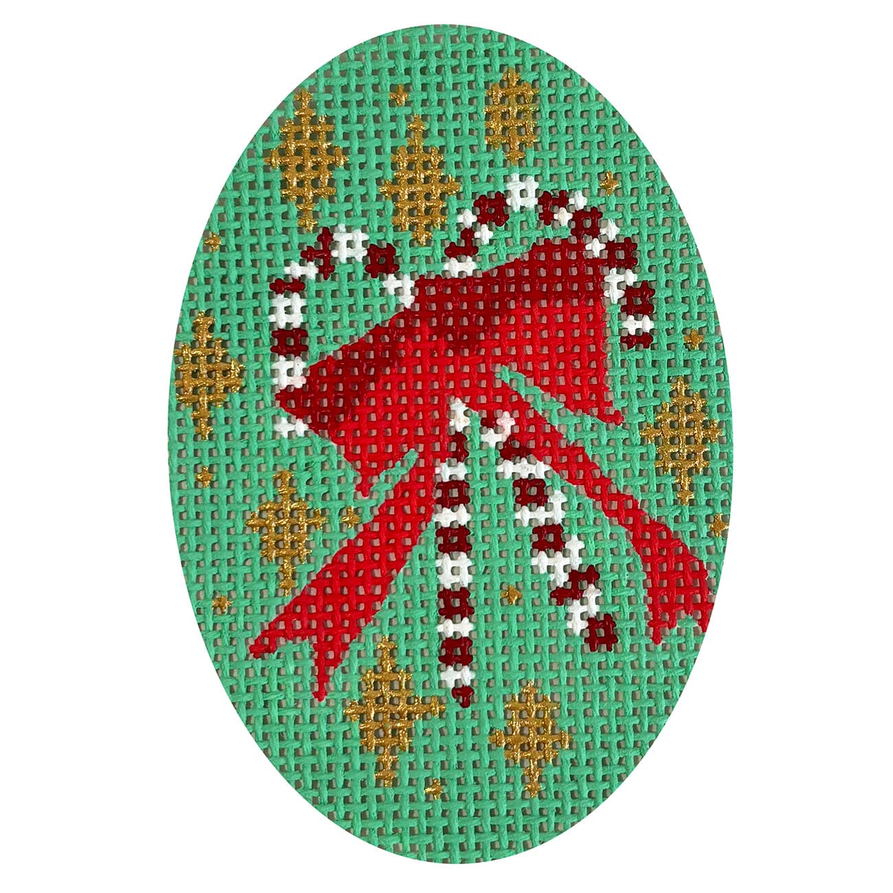Double Candy Cane Mini Oval Painted Canvas Atlantic Blue Canvas  - 1