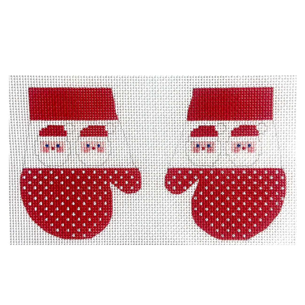 Double Santa Mittens Painted Canvas Stitch Its  - 1