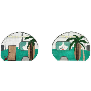 Double Sided Airstream   Beach Painted Canvas Fire and Iris 
