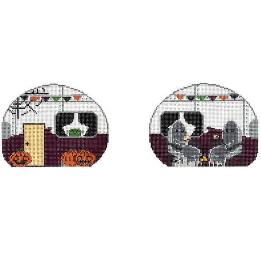 Double Sided Airstream - Halloween Painted Canvas Fire and Iris 