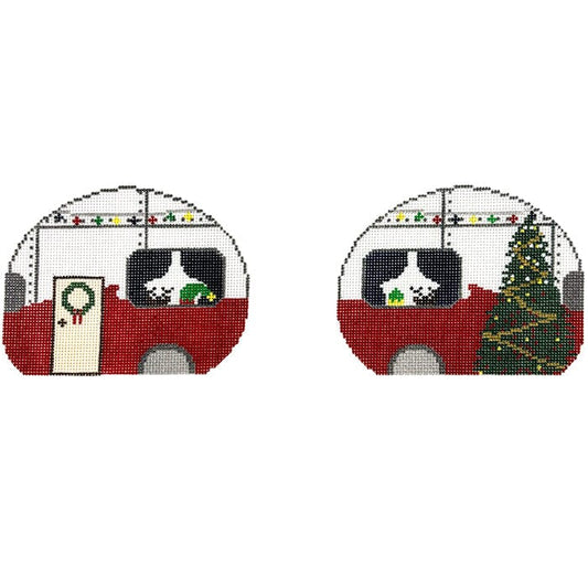 Double Sided Airstream - Holiday Painted Canvas Fire and Iris 