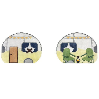 Double Sided Airstream Painted Canvas Fire and Iris 
