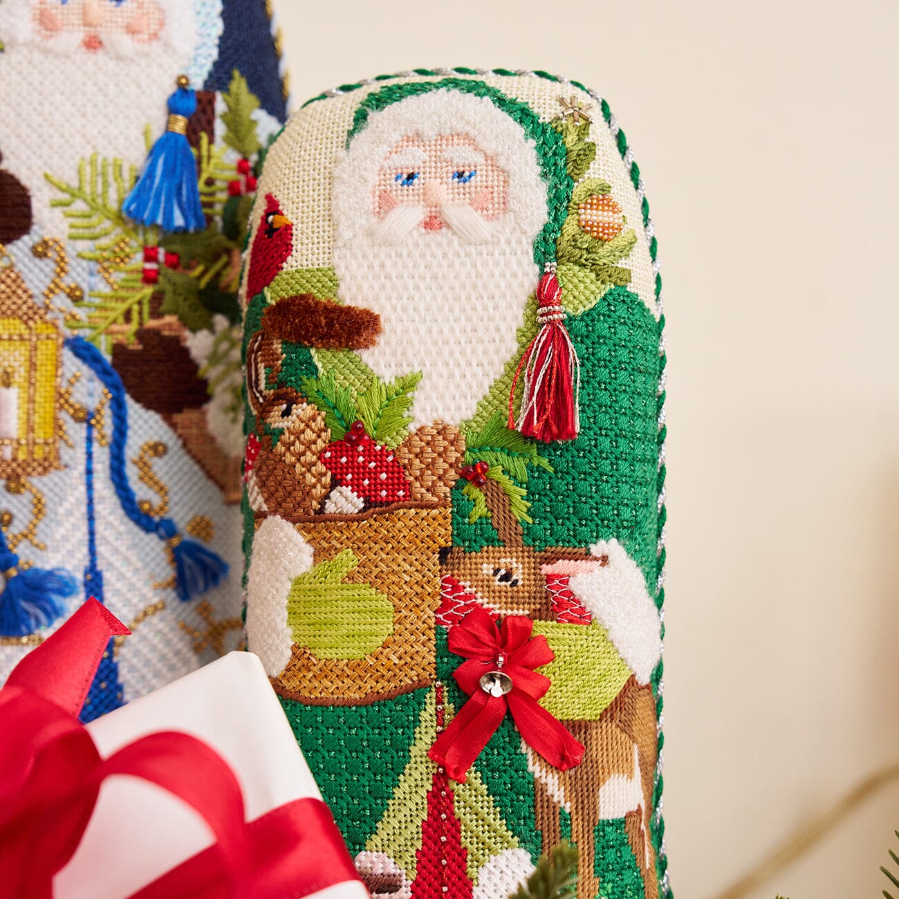 Double Sided Forest Friends Santa Needlepoint Kit Kits Kirk & Bradley 
