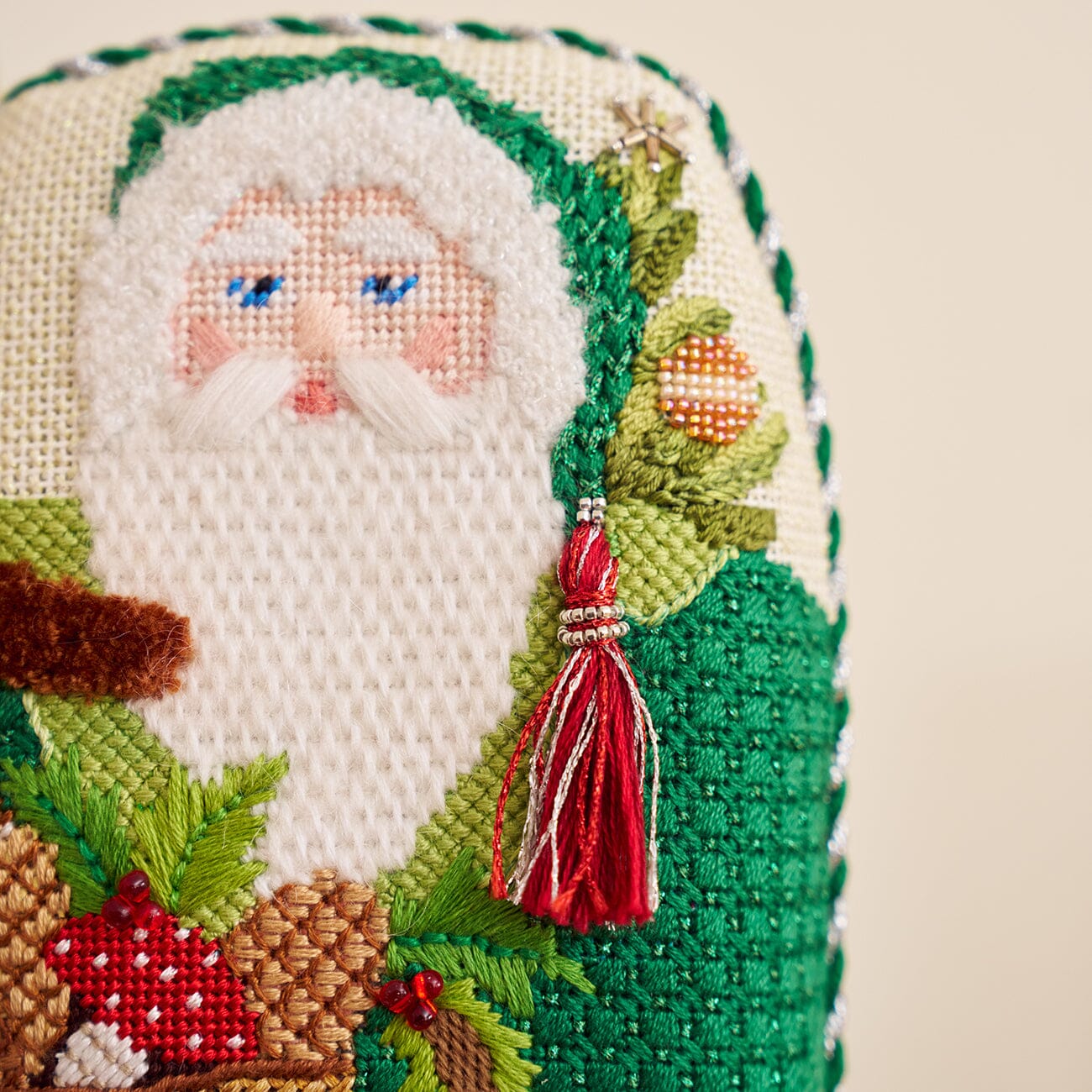 Double Sided Forest Friends Santa Needlepoint Kit Kits Kirk & Bradley 
