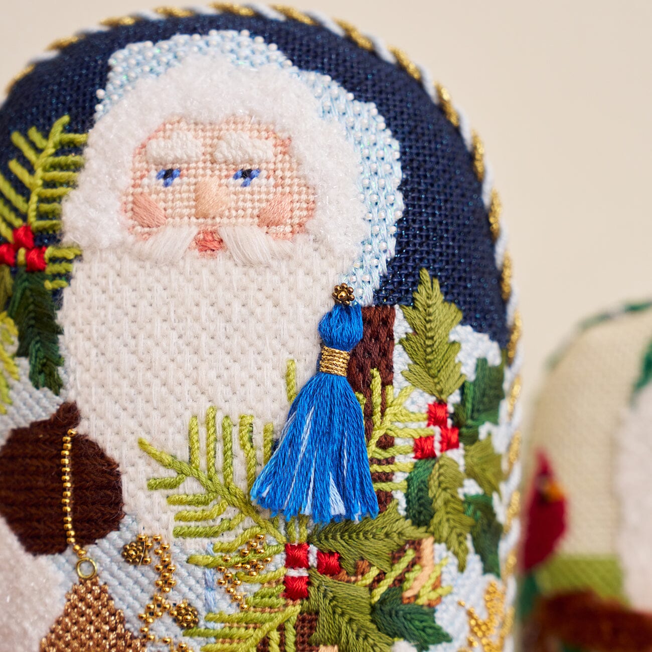 Double Sided Woodland Father Christmas Needlepoint Kit Kits Kirk & Bradley 
