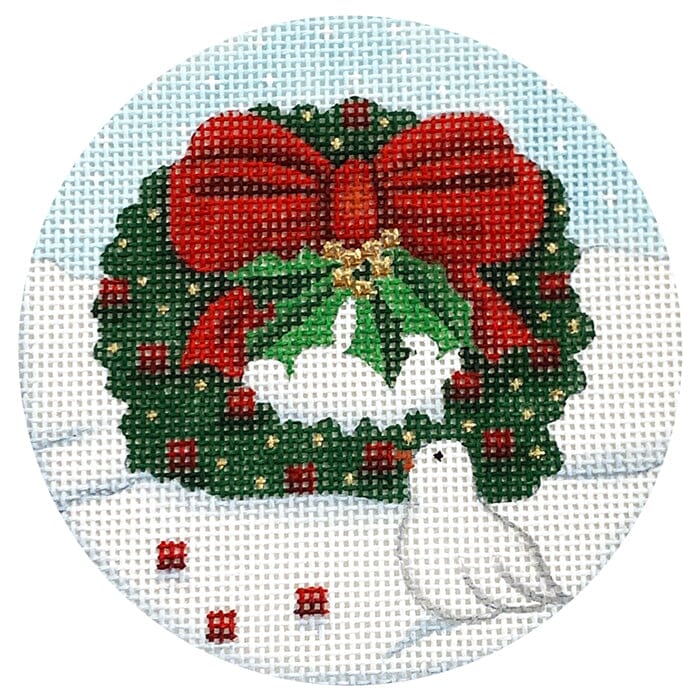 Dove Wreath Ornament Painted Canvas Melissa Shirley Designs  - 1