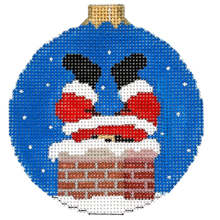 Down The Chimney, 3" Round #18 Painted Canvas Susan Roberts Needlepoint Designs Inc.  - 1