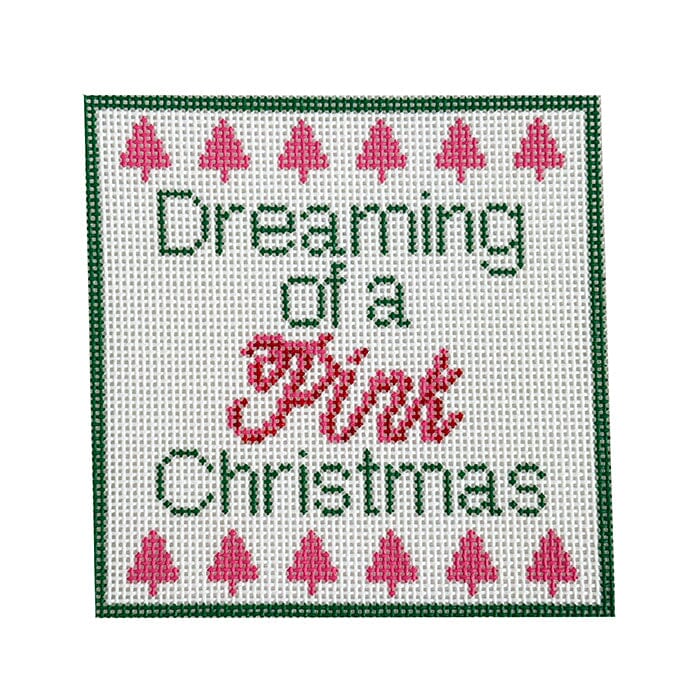 Dreaming of a Pink Christmas Painted Canvas Stitching with Stacey 
