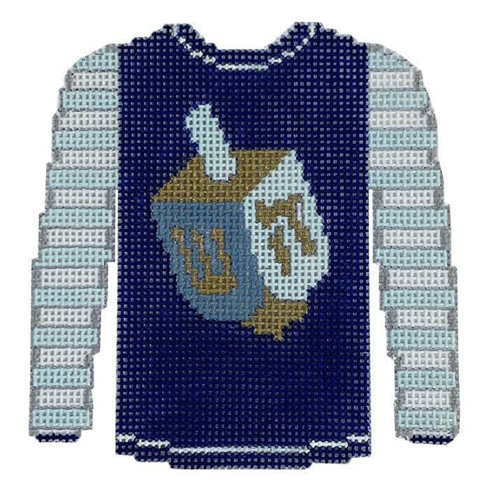 Dreidel on Royal Blue Sweater Painted Canvas Kristine Kingston  - 1