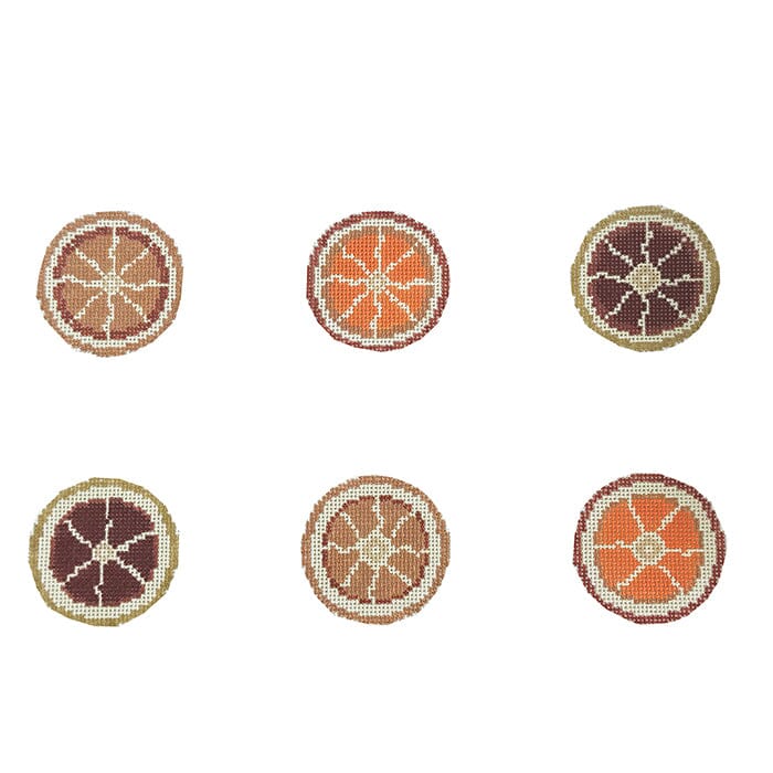 Dried Orange Garland Painted Canvas Evergreen Needlepoint 
