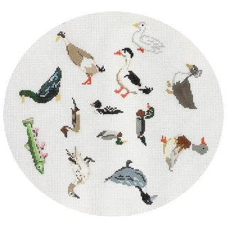 Duck Around and Find Trout   13 mesh Painted Canvas The Plum Stitchery 
