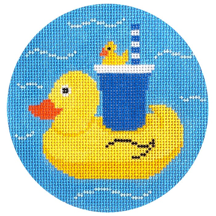 Duck Floatie 4" Round Painted Canvas Rachel Donley  - 1