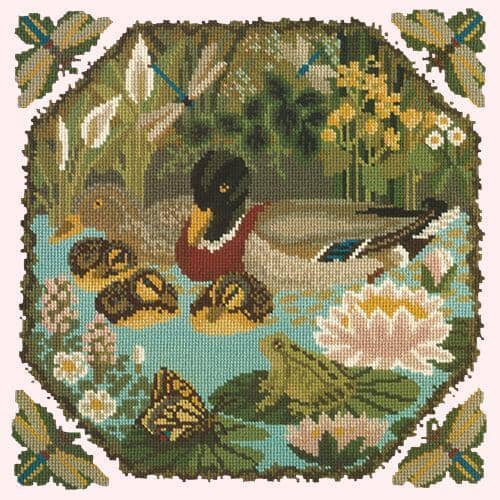 Duck Pond Needlepoint Kit Kits Elizabeth Bradley Design Cream 
