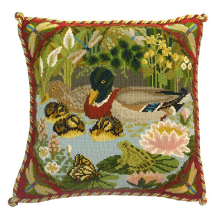 Duck Pond Needlepoint Kit Kits Elizabeth Bradley Design Dark Red 
