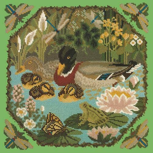 Duck Pond Needlepoint Kit Kits Elizabeth Bradley Design Grass Green 
