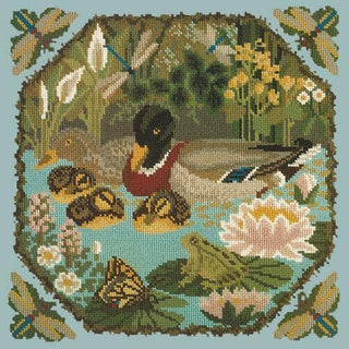 Duck Pond Needlepoint Kit Kits Elizabeth Bradley Design Pale Blue 
