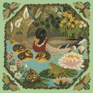 Duck Pond Needlepoint Kit Kits Elizabeth Bradley Design Pale Green 
