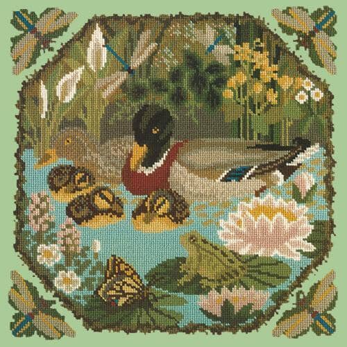 Duck Pond Needlepoint Kit Kits Elizabeth Bradley Design Pale Green 
