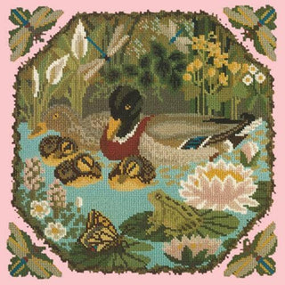 Duck Pond Needlepoint Kit Kits Elizabeth Bradley Design Pale Rose 
