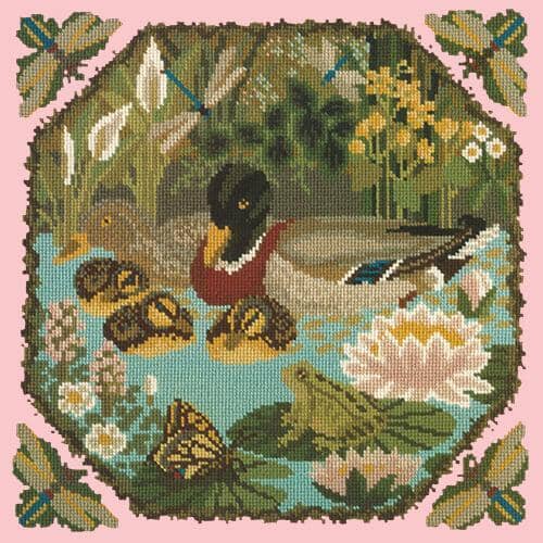 Duck Pond Needlepoint Kit Kits Elizabeth Bradley Design Pale Rose 

