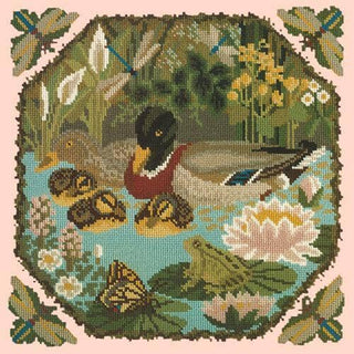 Duck Pond Needlepoint Kit Kits Elizabeth Bradley Design Salmon Pink 
