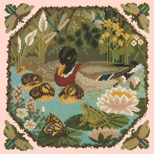 Duck Pond Needlepoint Kit Kits Elizabeth Bradley Design Salmon Pink 
