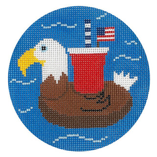 Eagle Floatie 4" Round Painted Canvas Rachel Donley 
