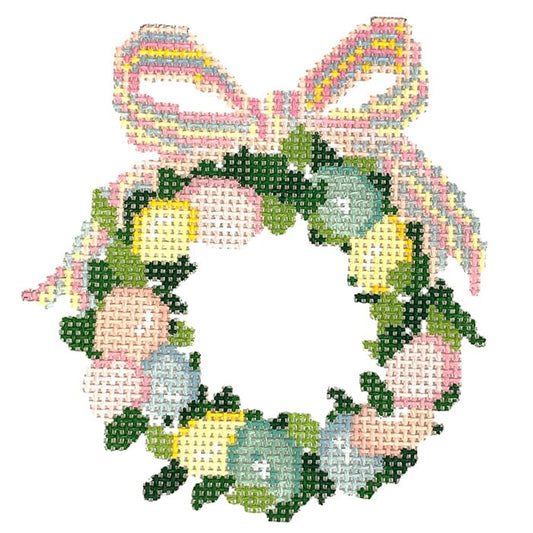 Easter Wreath with Bow Painted Canvas KCN Designers 