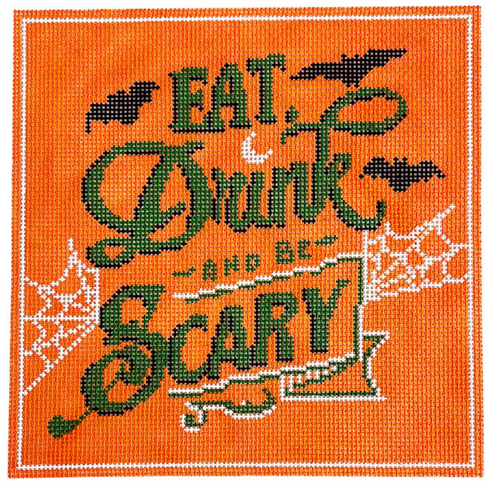 Eat Drink and Be Scary Painted Canvas Spellbound Stitchery 
