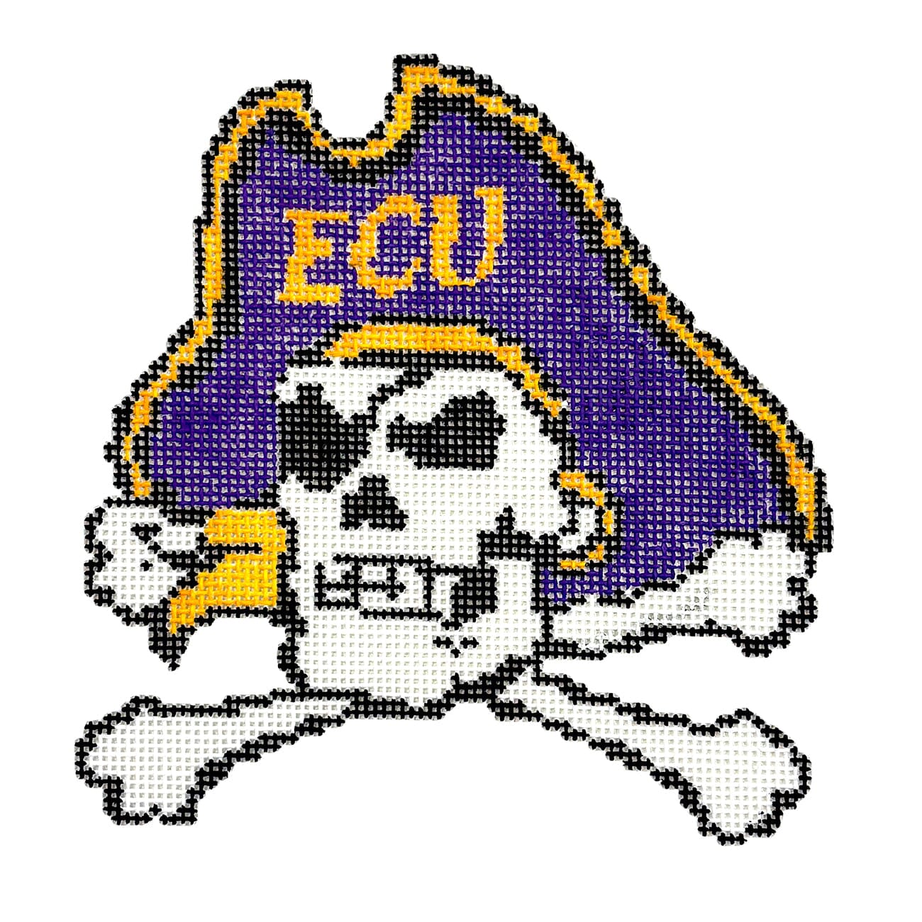 ECU Pirate Mascot 6x6 Painted Canvas Needlepoint by Laura  - 1
