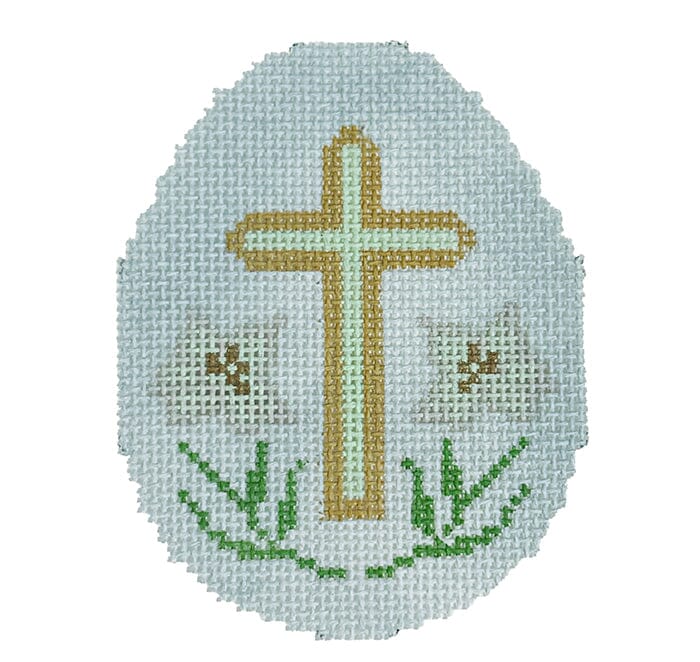 Egg 6   Cross Painted Canvas Atlantic Blue Canvas 
