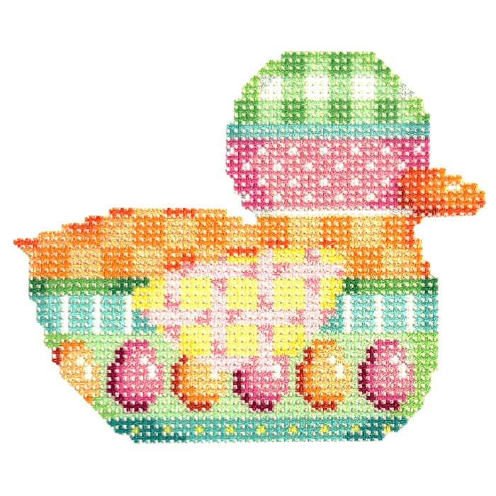 Egg/Pattern Stripe Duckie Printed Canvas Two Sisters Needlepoint 
